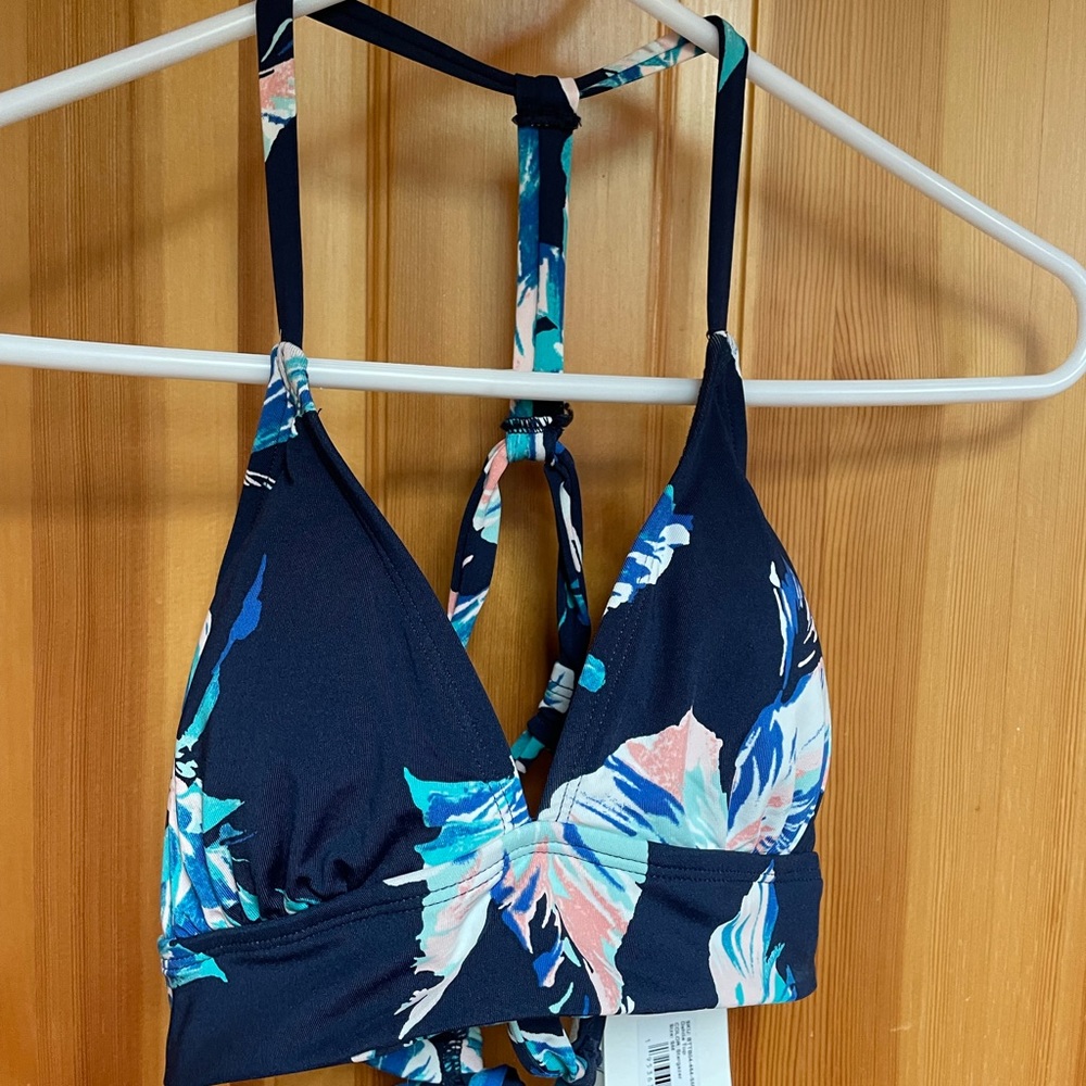 Carve Designs Navy Floral Dahlia Stargazer Swim Top, NWT, Small